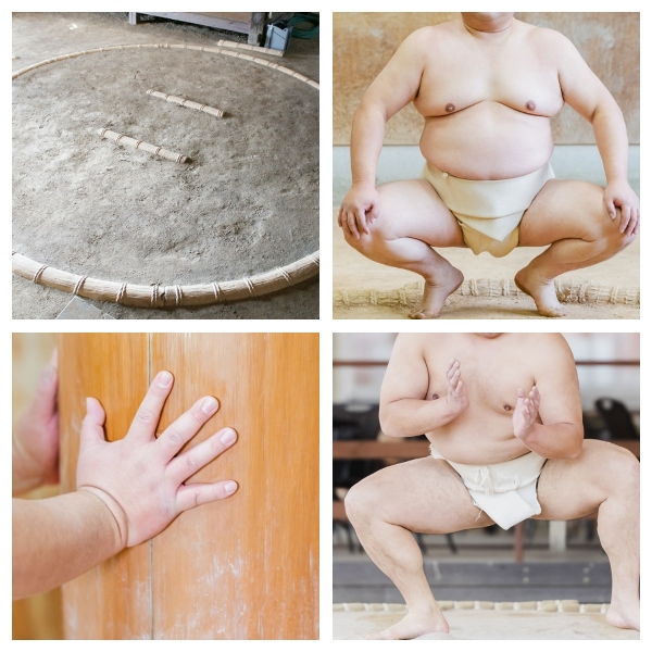morning practice of sumo wrestler