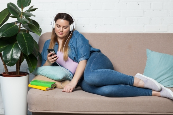 relaxing on a couch